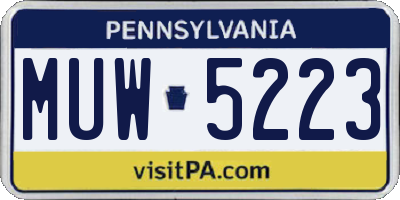 PA license plate MUW5223