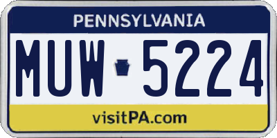 PA license plate MUW5224