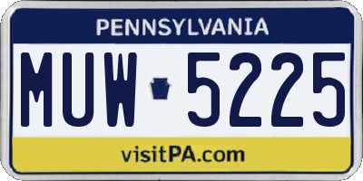PA license plate MUW5225