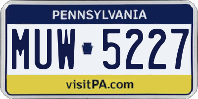 PA license plate MUW5227