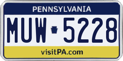 PA license plate MUW5228