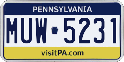 PA license plate MUW5231