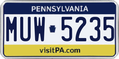 PA license plate MUW5235