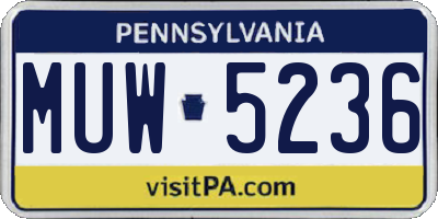 PA license plate MUW5236