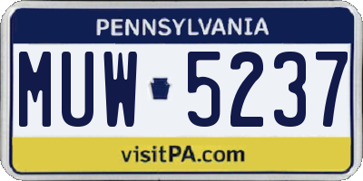 PA license plate MUW5237