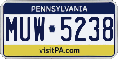 PA license plate MUW5238