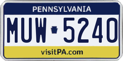 PA license plate MUW5240