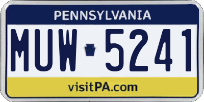 PA license plate MUW5241