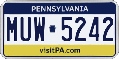 PA license plate MUW5242