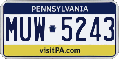 PA license plate MUW5243