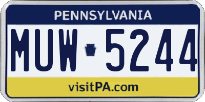 PA license plate MUW5244