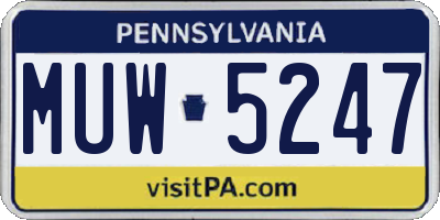 PA license plate MUW5247