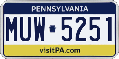 PA license plate MUW5251
