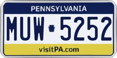 PA license plate MUW5252