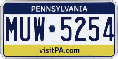 PA license plate MUW5254