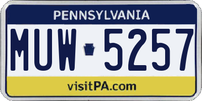 PA license plate MUW5257