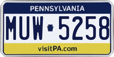 PA license plate MUW5258