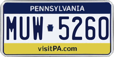 PA license plate MUW5260