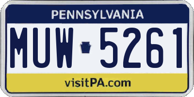 PA license plate MUW5261