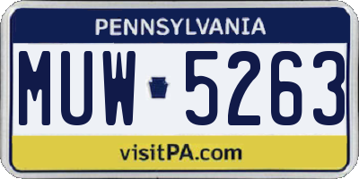 PA license plate MUW5263