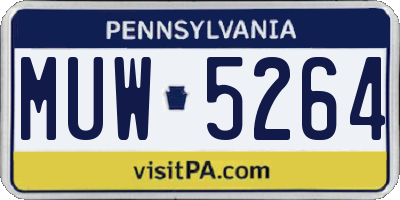 PA license plate MUW5264
