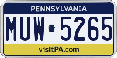PA license plate MUW5265