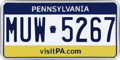 PA license plate MUW5267