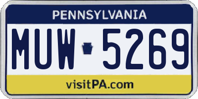 PA license plate MUW5269