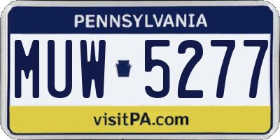 PA license plate MUW5277