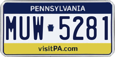 PA license plate MUW5281