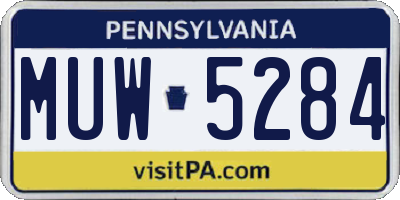 PA license plate MUW5284