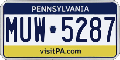 PA license plate MUW5287