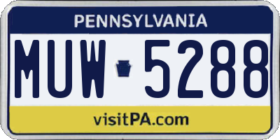 PA license plate MUW5288