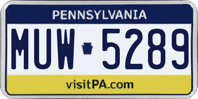 PA license plate MUW5289