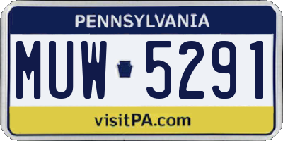 PA license plate MUW5291