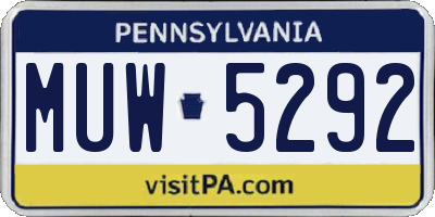 PA license plate MUW5292