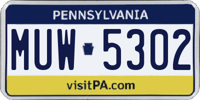 PA license plate MUW5302