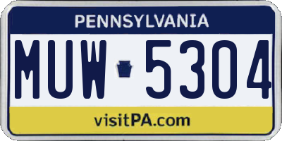 PA license plate MUW5304