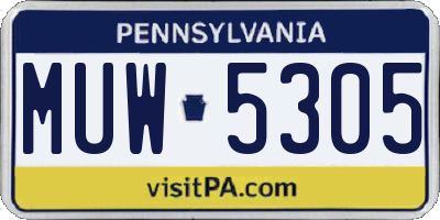PA license plate MUW5305