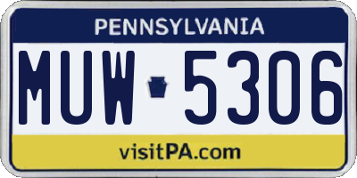 PA license plate MUW5306