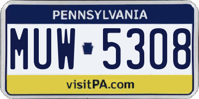 PA license plate MUW5308