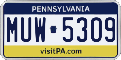 PA license plate MUW5309