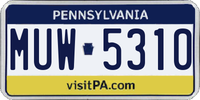 PA license plate MUW5310