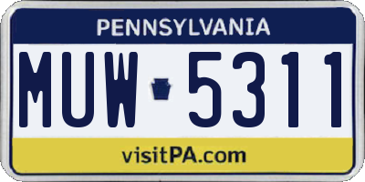 PA license plate MUW5311