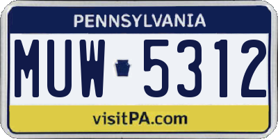 PA license plate MUW5312