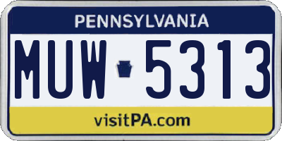 PA license plate MUW5313