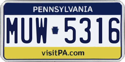 PA license plate MUW5316