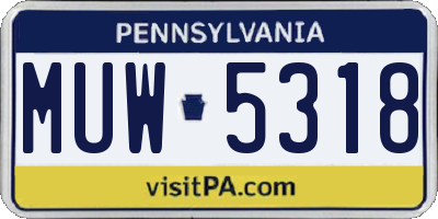 PA license plate MUW5318