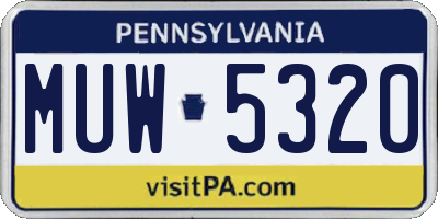 PA license plate MUW5320