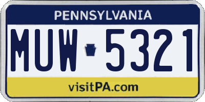 PA license plate MUW5321